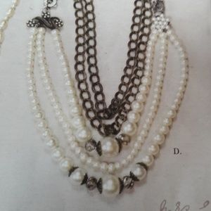 COPY - plunder necklace leather and pearls rhinestones